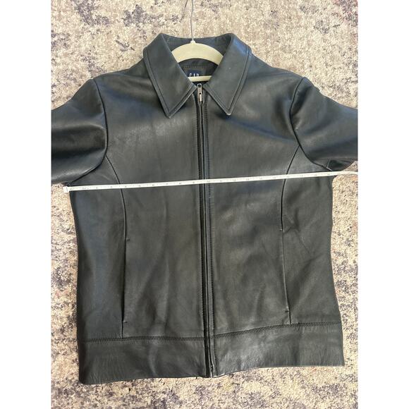 Vintage Y2K GAP Black Leather Moto Jacket Women’s Size Medium - Picture 4 of 7